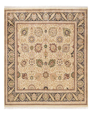 Traditional Mogul Beige Wool Square Area Rug 6' 2" x 6' 2" - Solo Rugs