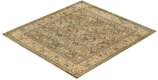 Traditional Mogul Green Wool Square Area Rug 6' 2" x 6' 5" - Solo Rugs
