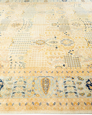 Traditional Mogul Ivory Wool Area Rug 9' 2" x 12' 1" - Solo Rugs