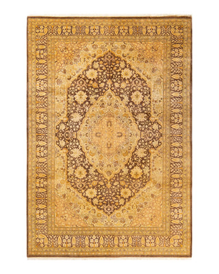 Traditional Mogul Brown Wool Area Rug 6' 1" x 9' 0" - Solo Rugs