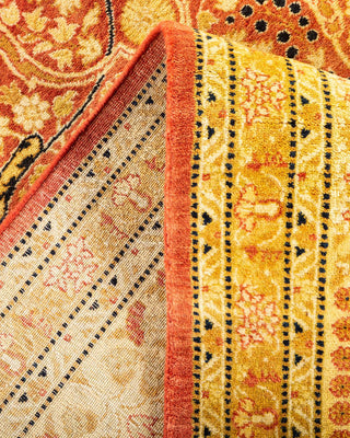 Traditional Mogul Orange Wool Area Rug 6' 3" x 8' 9" - Solo Rugs