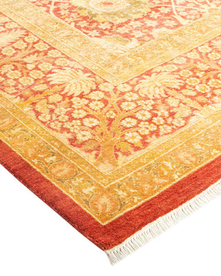 Traditional Mogul Orange Wool Area Rug 6' 3" x 9' 6" - Solo Rugs