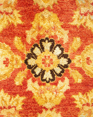 Traditional Mogul Orange Wool Area Rug 6' 3" x 8' 10" - Solo Rugs
