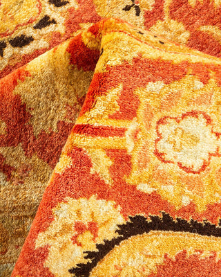 Traditional Mogul Orange Wool Area Rug 6' 3" x 8' 10" - Solo Rugs