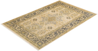Traditional Mogul Ivory Wool Area Rug 6' 1" x 9' 2" - Solo Rugs