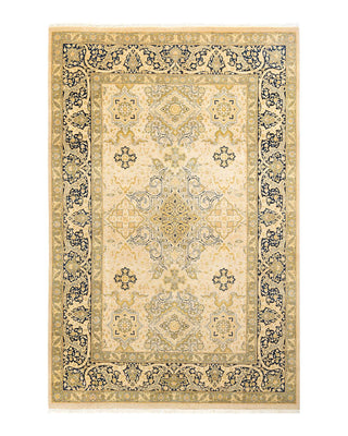 Traditional Mogul Ivory Wool Area Rug 6' 1" x 9' 2" - Solo Rugs