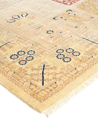 Traditional Mogul Ivory Wool Area Rug 6' 4" x 7' 1" - Solo Rugs