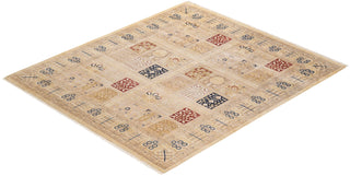 Traditional Mogul Ivory Wool Area Rug 6' 4" x 7' 1" - Solo Rugs