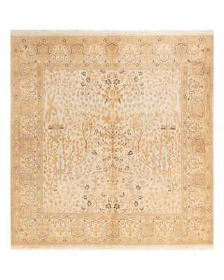 Traditional Mogul Ivory Wool Square Area Rug 6' 0" x 6' 3" - Solo Rugs