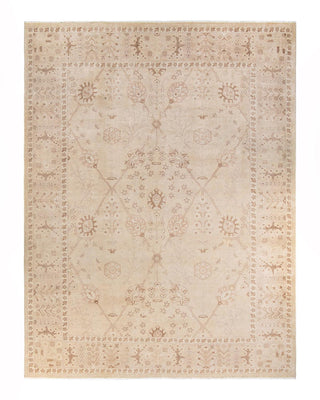 Contemporary Eclectic Ivory Wool Area Rug 9' 2" x 12' 2" - Solo Rugs