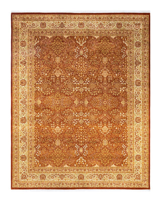 Traditional Mogul Orange Wool Area Rug 8' 2" x 10' 5" - Solo Rugs