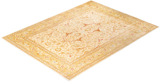 Contemporary Eclectic Ivory Wool Area Rug 9' 0" x 12' 3" - Solo Rugs