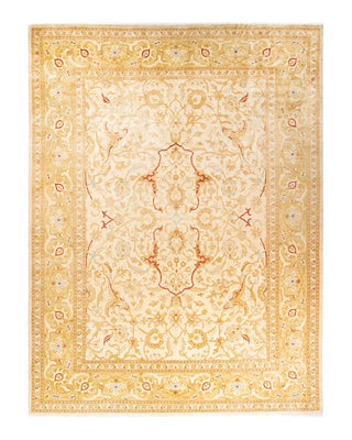 Contemporary Eclectic Ivory Wool Area Rug 9' 0" x 12' 3" - Solo Rugs