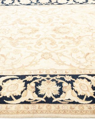 Contemporary Eclectic Ivory Wool Area Rug 6' 1" x 9' 4" - Solo Rugs