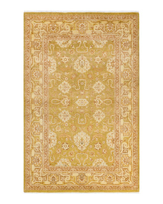 Contemporary Eclectic Green Wool Area Rug 5' 10" x 9' 2" - Solo Rugs