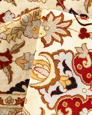 Traditional Mogul Ivory Wool Area Rug 9' 1" x 12' 5" - Solo Rugs
