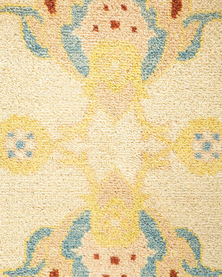 Contemporary Eclectic Ivory Wool Area Rug 6' 3" x 9' 2" - Solo Rugs