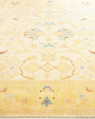 Contemporary Eclectic Ivory Wool Area Rug 6' 3" x 9' 2" - Solo Rugs