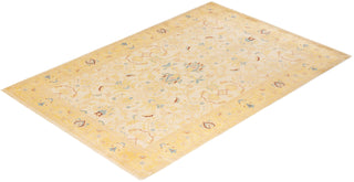 Contemporary Eclectic Ivory Wool Area Rug 6' 3" x 9' 2" - Solo Rugs