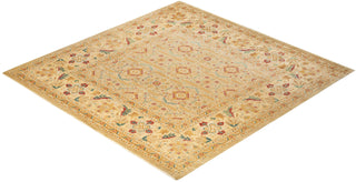 Contemporary Eclectic Yellow Wool Area Rug 9' 1" x 9' 2" - Solo Rugs