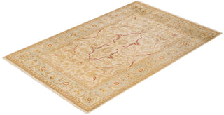 Contemporary Eclectic Ivory Wool Area Rug 6' 2" x 9' 7" - Solo Rugs