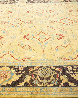 Eclectic, One-of-a-Kind Hand-Knotted Area Rug - Yellow, 9' 3" x 12' 5" - Solo Rugs
