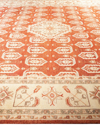 Contemporary Eclectic Orange Wool Area Rug 9' 3" x 12' 3" - Solo Rugs