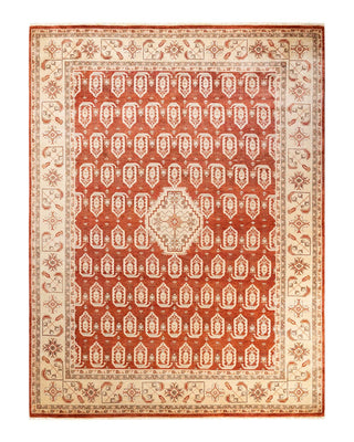 Contemporary Eclectic Orange Wool Area Rug 9' 3" x 12' 3" - Solo Rugs