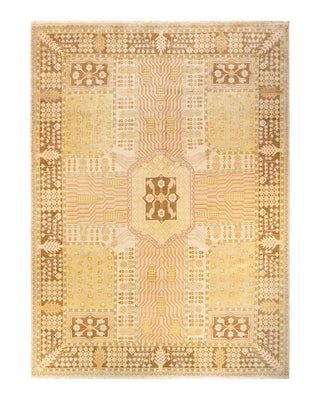 Contemporary Eclectic Ivory Wool Area Rug 9' 3" x 12' 4" - Solo Rugs
