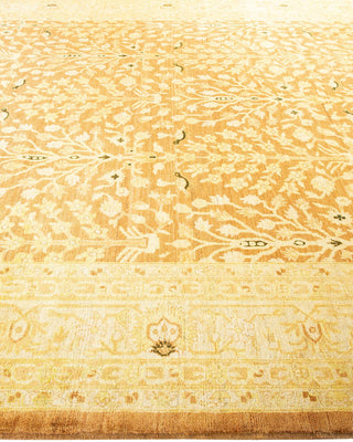 Contemporary Eclectic Yellow Wool Area Rug 9' 2" x 11' 8" - Solo Rugs