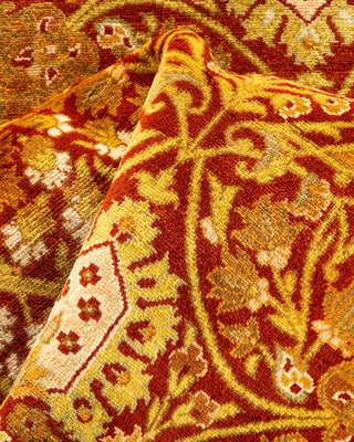 Traditional Mogul Orange Wool Round Area Rug 7' 1" x 7' 1" - Solo Rugs