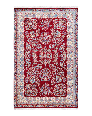 Traditional Mogul Red Wool Area Rug 3' 2" x 5' 1" - Solo Rugs