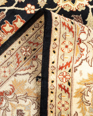 Traditional Mogul Black Wool Area Rug 8' 3" x 10' 4" - Solo Rugs