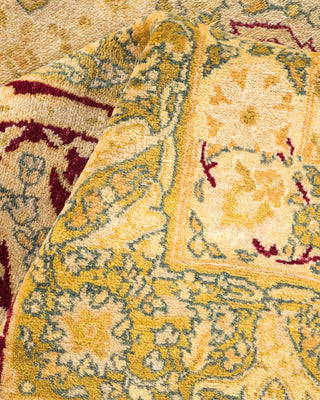 Traditional Mogul Yellow Wool Area Rug 10' 1" x 18' 1" - Solo Rugs