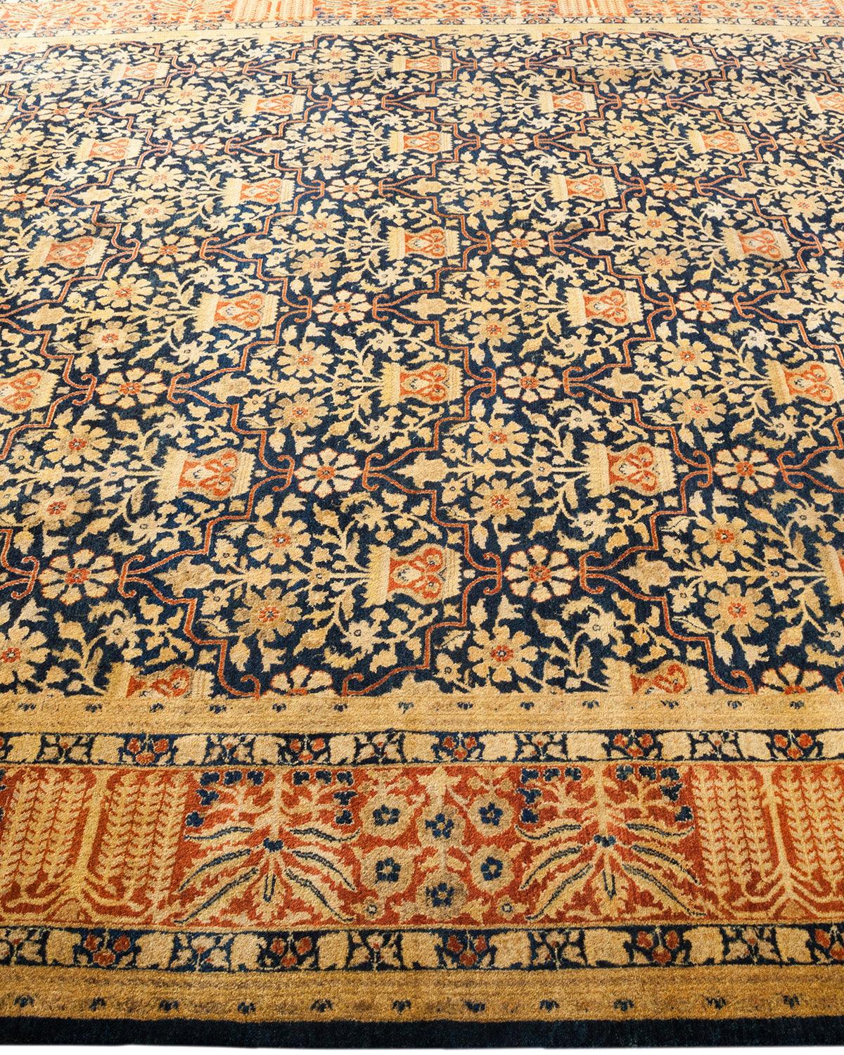 Traditional Mogul Blue Wool Area Rug 8' 1" x 10' 3" - Solo Rugs