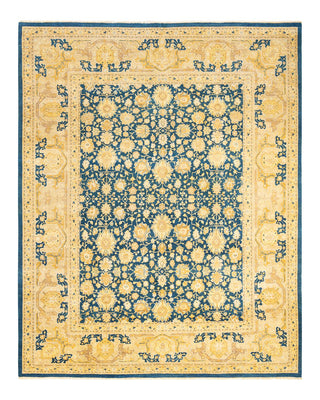 Traditional Mogul Blue Wool Area Rug 8' 6" x 10' 6" - Solo Rugs