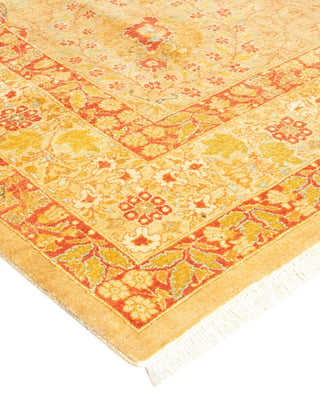 Traditional Mogul Yellow Wool Area Rug 6' 2" x 9' 3" - Solo Rugs