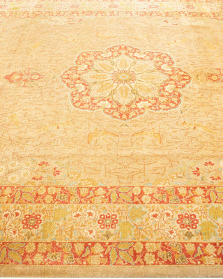 Traditional Mogul Yellow Wool Area Rug 6' 2" x 9' 3" - Solo Rugs