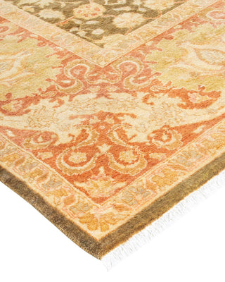 Traditional Mogul Green Wool Area Rug 6' 3" x 8' 8" - Solo Rugs