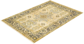 Traditional Mogul Ivory Wool Area Rug 6' 1" x 8' 10" - Solo Rugs