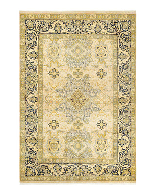 Traditional Mogul Ivory Wool Area Rug 6' 1" x 8' 10" - Solo Rugs