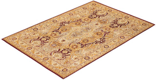 Traditional Mogul Red Wool Area Rug 6' 2" x 9' 1" - Solo Rugs