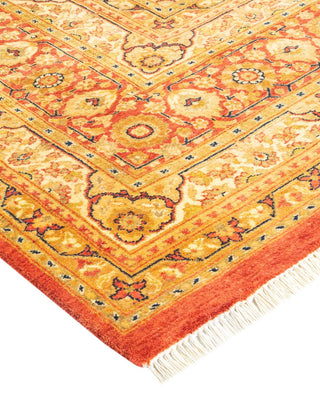 Traditional Mogul Orange Wool Area Rug 6' 2" x 8' 8" - Solo Rugs
