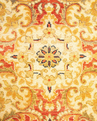 Traditional Mogul Orange Wool Area Rug 6' 2" x 8' 8" - Solo Rugs