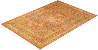 Traditional Mogul Orange Wool Area Rug 6' 2" x 8' 8" - Solo Rugs
