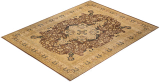 Traditional Mogul Brown Wool Area Rug 9' 1" x 11' 10" - Solo Rugs