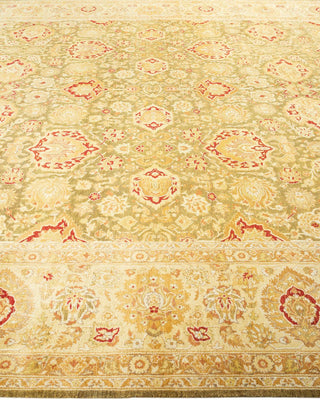 Traditional Mogul Green Wool Area Rug 9' 2" x 12' 4" - Solo Rugs