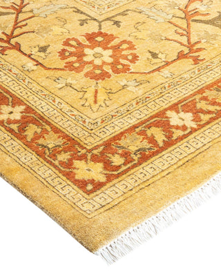 Traditional Mogul Yellow Wool Area Rug 9' 0" x 11' 7" - Solo Rugs