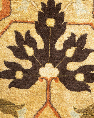 Traditional Mogul Yellow Wool Area Rug 9' 0" x 11' 7" - Solo Rugs