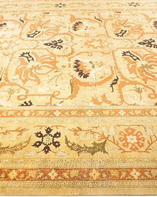 Traditional Mogul Yellow Wool Area Rug 9' 0" x 11' 7" - Solo Rugs